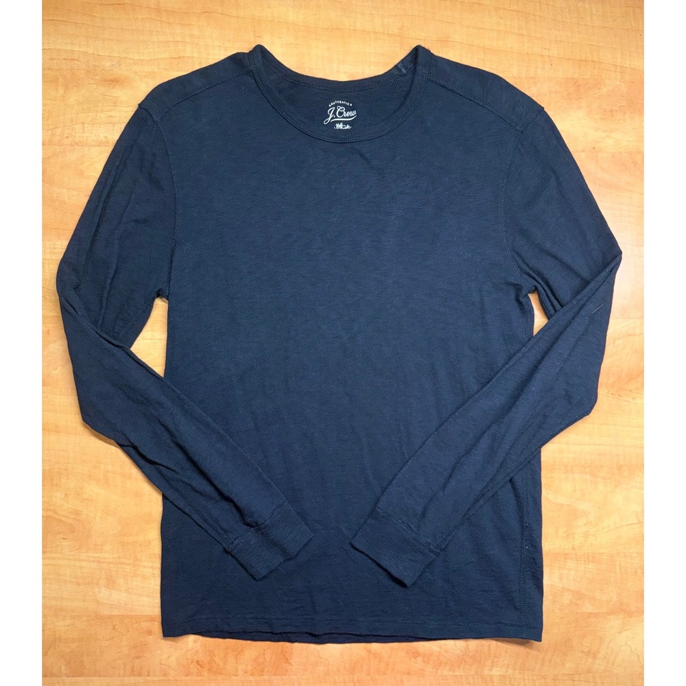 J.Crew Mens Long Sleeve Crew Neck T-Shirt Black 100% Cotton Small